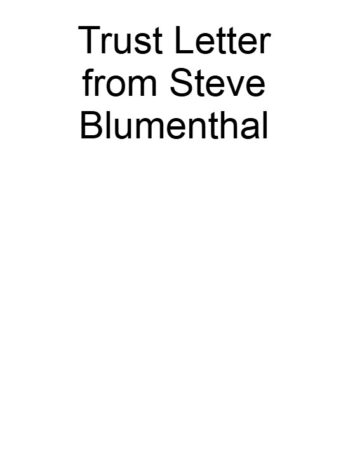 Trust Letter from Steve Blumenthal
